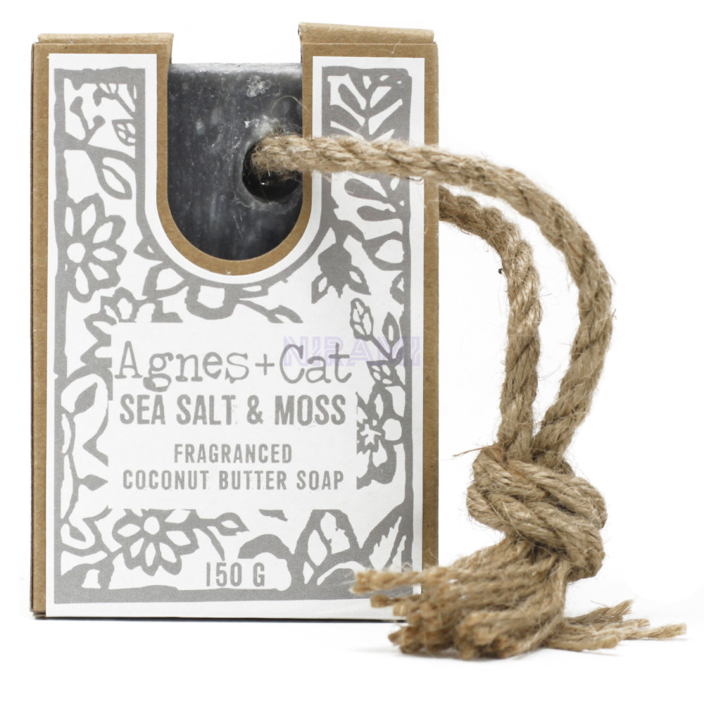 Jabones Artesanales Premium Agnes+Cat con Cordón - Sal Marina y Musgo
