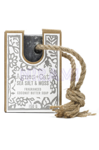 Jabones Artesanales Premium Agnes+Cat con Cordón - Sal Marina y Musgo
