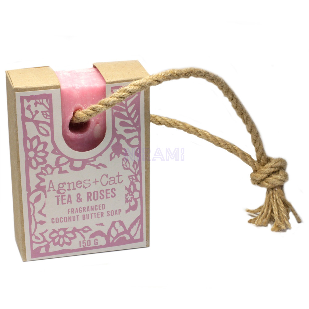 Jabones Artesanales Premium Agnes+Cat con Cordón - Té y Rosas