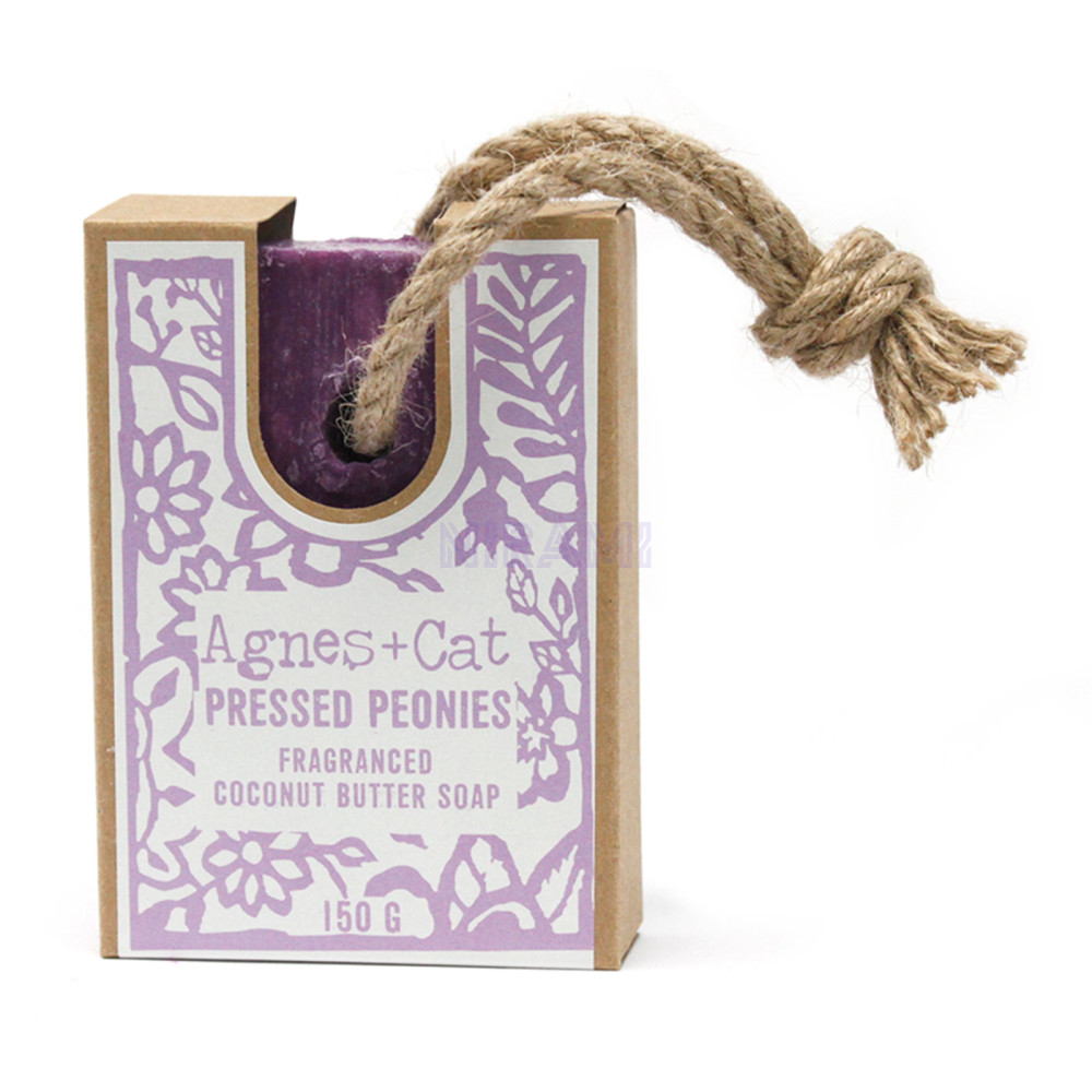 Jabones Artesanales Premium Agnes+Cat con Cordón - Peonias Prensadas