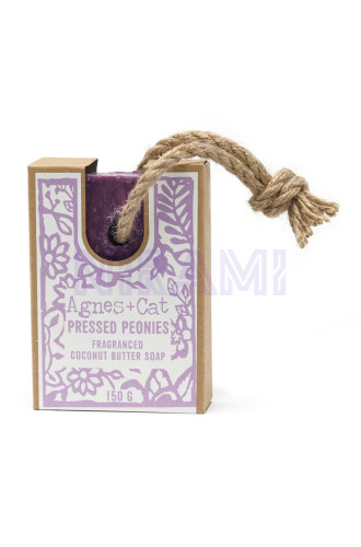 Jabones Artesanales Premium Agnes+Cat con Cordón - Peonias Prensadas