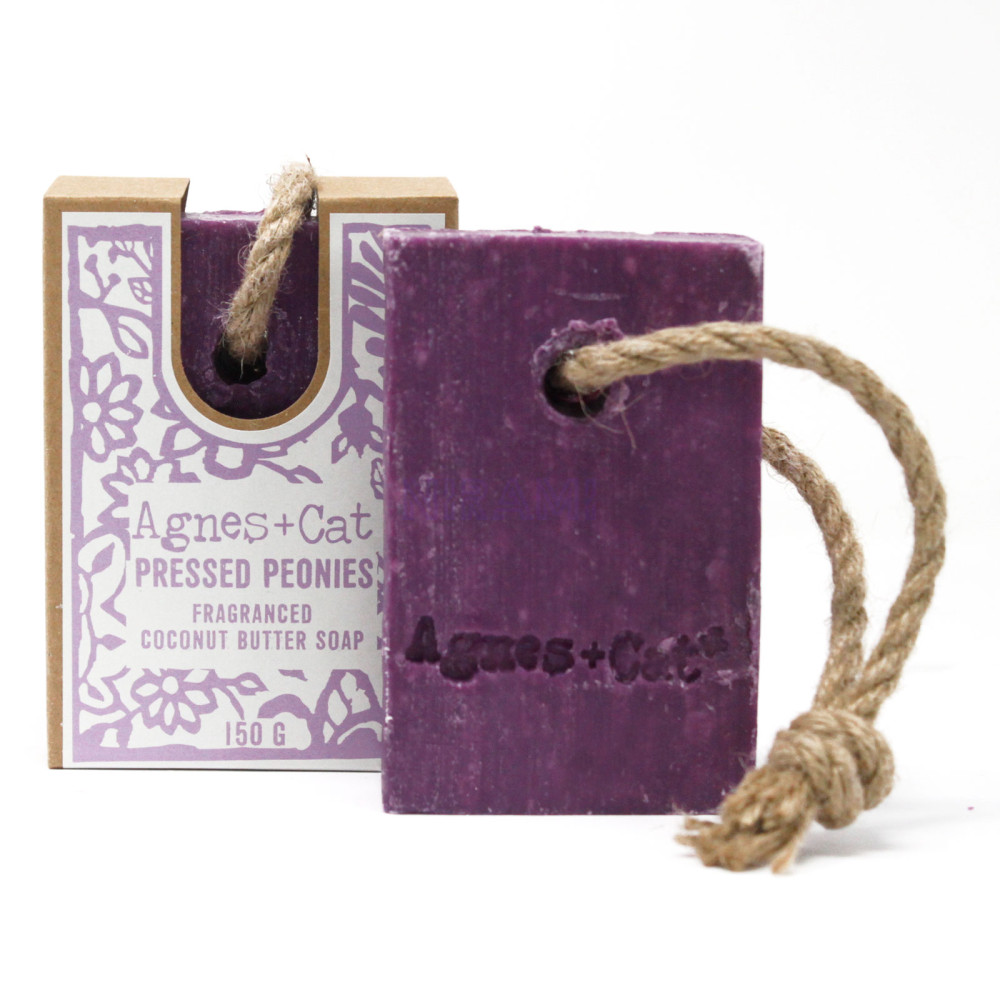 Jabones Artesanales Premium Agnes+Cat con Cordón - Peonias Prensadas