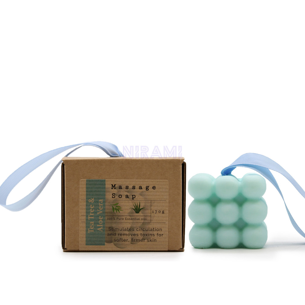Jabon de masaje individual en caja - Árbol de té y aloe vera